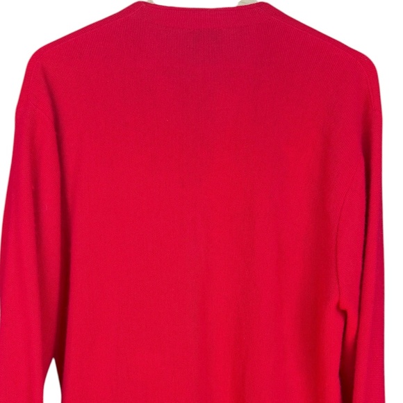 Izod Lacoste 80s Red Knit Cardigan Sweater Sz L - Picture 5 of 8